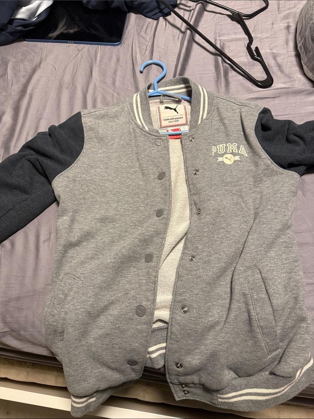 Puma Grey and Navy Varsity Jacket